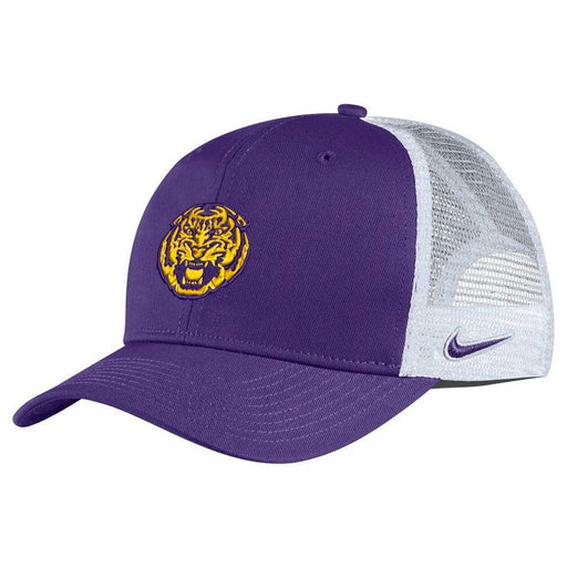LSU Tigers Nike Tiger Rubberized Aero Mesh Performance Trucker Hat - Purple