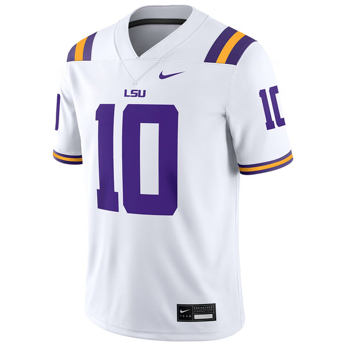 LSU Tigers Nike #10 Sam Leavitt Team Replica Football Jersey – White