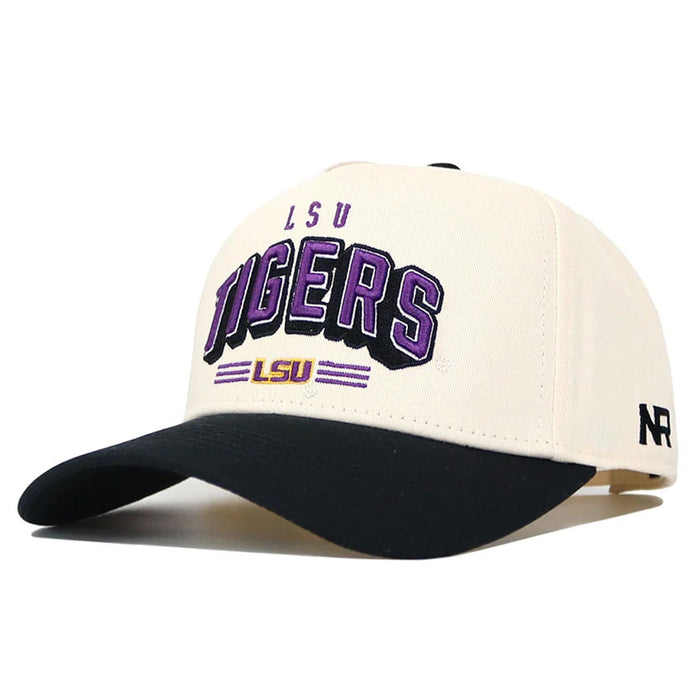 LSU Tigers No Rivals Letterman 2-Tone Adjustable Five Panel Hat - Natural / Black