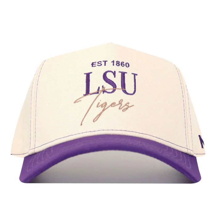 LSU Tigers No Rivals Script Tigers Vintage 2-Tone Adjustable Hat - Natural / Purple