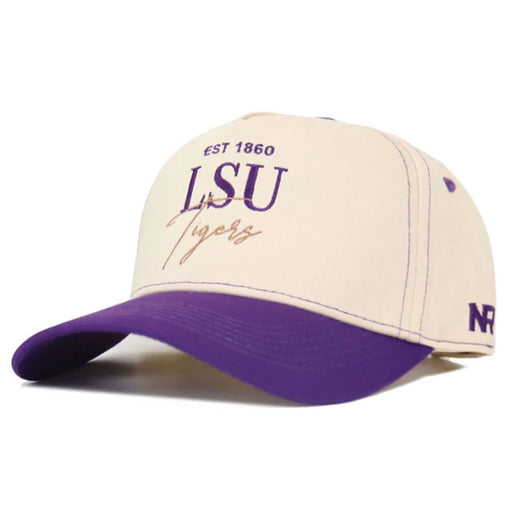 LSU Tigers No Rivals Script Tigers Vintage 2-Tone Adjustable Hat - Natural / Purple