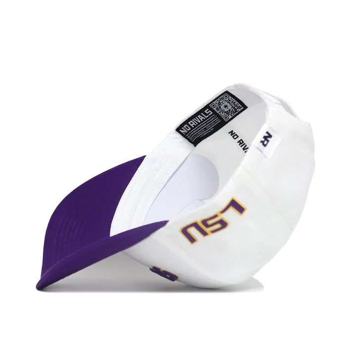LSU Tigers No Rivals Upside Down Tigers Adjustable Hat - White / Purple