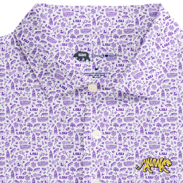 LSU Tigers Onward Reserve Icons Printed Performance Stretch Polo - White