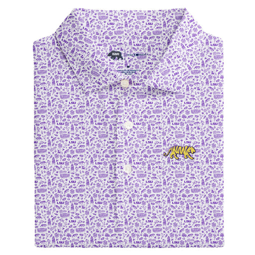 LSU Tigers Onward Reserve Icons Printed Performance Stretch Polo - White