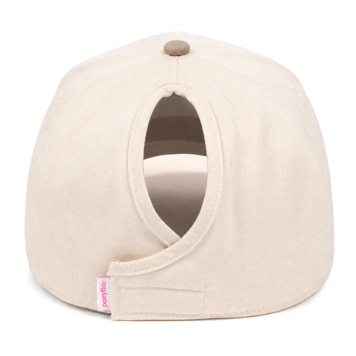LSU Tigers Ponyflo Flag Banner Applique Women's Two-Tone 5-Panel Ponytail Hat - Beige
