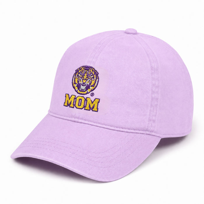 LSU Tigers Ponyflo Mom Vintage Wash Cotton Ponytail Hat - Lavender