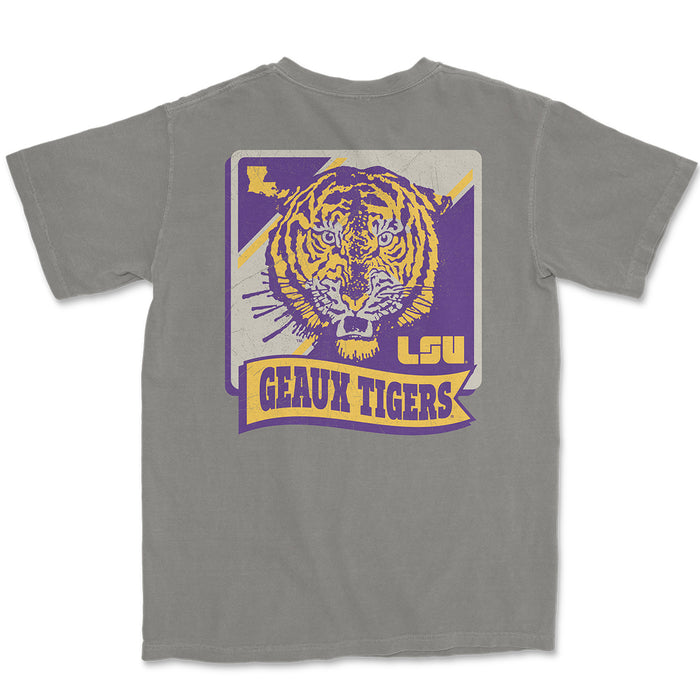 LSU Tigers Poster Mascot Garment Dyed T-Shirt - Grey