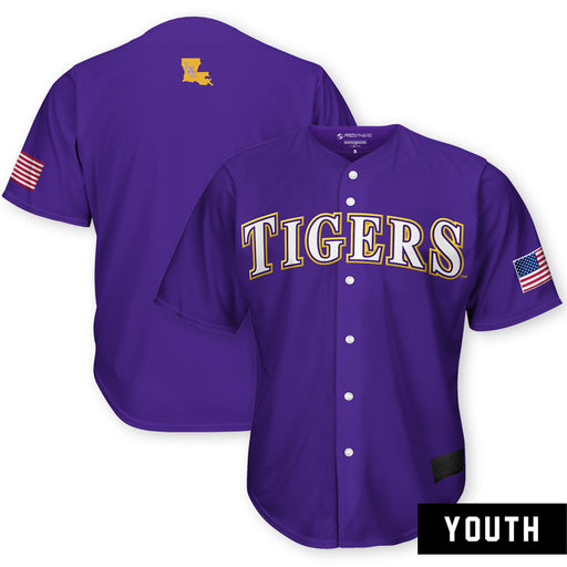 LSU Tigers ProSphere Youth Full-Button Baseball Fan Jersey - Purple