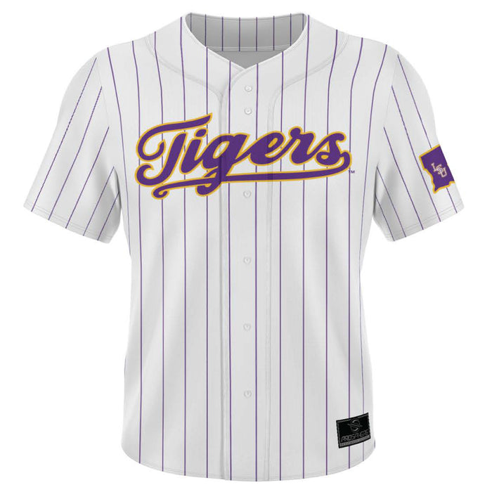 LSU Tigers ProSphere Youth Full-Button Sublimated Baseball Fan Jersey - Pinstripe