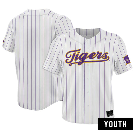 LSU Tigers ProSphere Youth Full-Button Sublimated Baseball Fan Jersey - Pinstripe