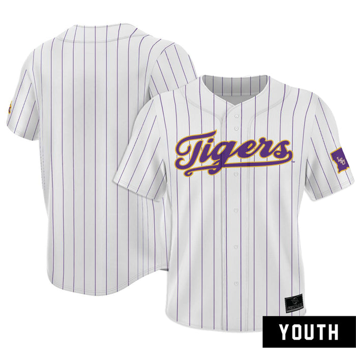 LSU Tigers ProSphere Youth Full-Button Sublimated Baseball Fan Jersey - Pinstripe