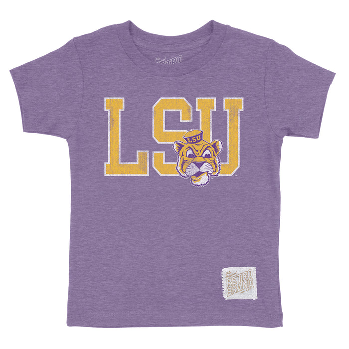 LSU Tigers Retro Brand Beanie Mike Block Kids Tri-Blend T-Shirt - Purp —  Bengals & Bandits