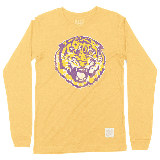 LSU Tigers Retro Brand Round Vault Tri-Blend Long Sleeve T-Shirt - Gold