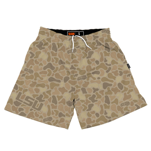 LSU Tigers SLAM Camo Practice Mesh Shorts - Camo