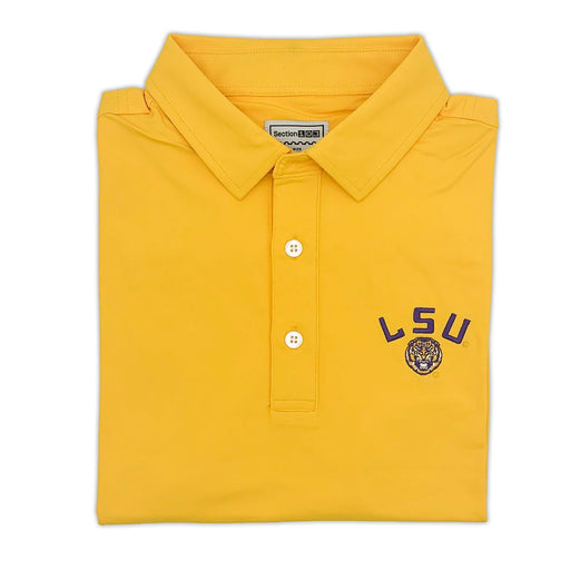 LSU Tigers Section 103 Helmet Logo Performance Stretch Polo - Gold