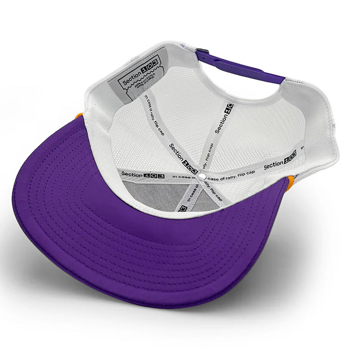 LSU Tigers Section 103 State Trucker Six-Panel Mesh Rope Trucker Hat - Purple / White