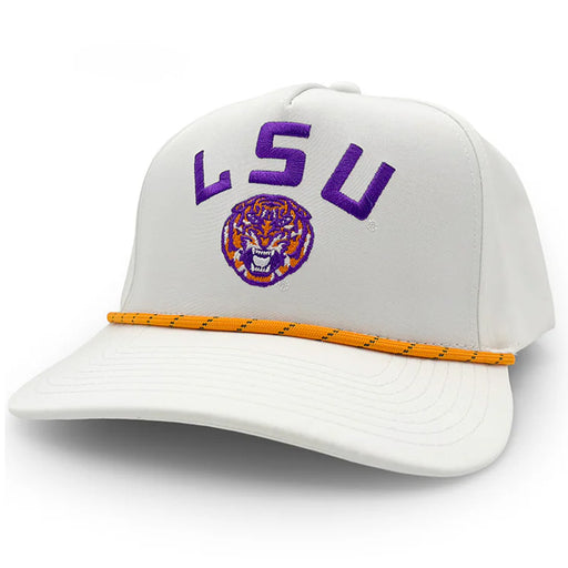 LSU Tigers Section 103 Tiger Arch Five Panel Snapback Rope Hat - White