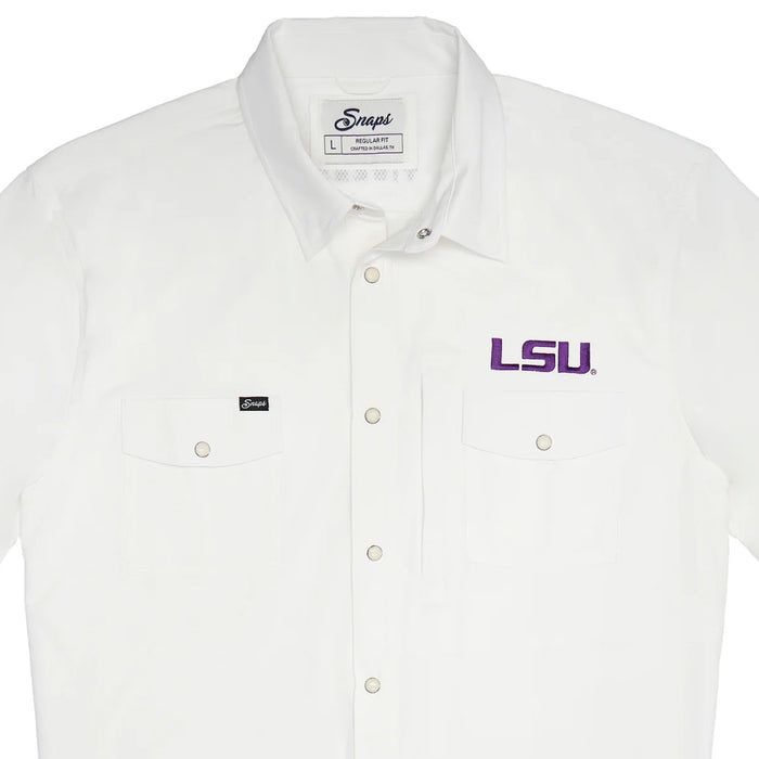 LSU Tigers Snaps Talgater Snap Performance Shirt - White