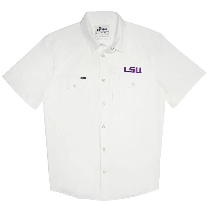 LSU Tigers Snaps Talgater Snap Performance Shirt - White