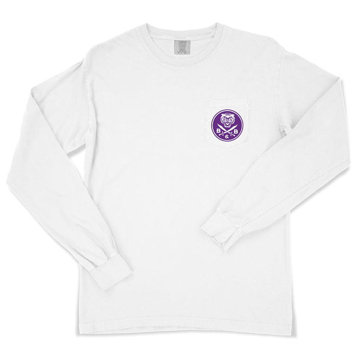 LSU Tigers State Script Garment Dyed Long Sleeve Pocket T-Shirt - White