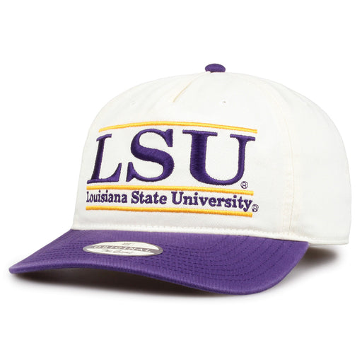 LSU Tigers The Game The Bar Two-Tone 5-Panel Snapback Hat - Ivory / Purple