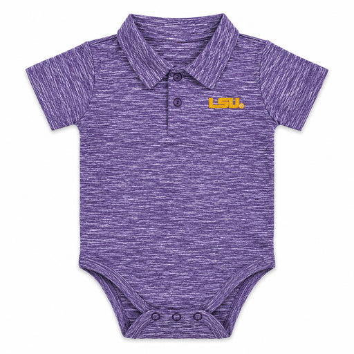 LSU Tigers Two Feet Ahead Infant Spacedye Performance Creeper Polo Onesie - Purple