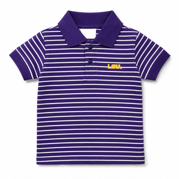 LSU Tigers Two Feet Ahead Toddler Stripe Jersey Polo - Purple