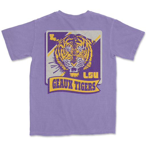 LSU Tigers Vault Poster Mascot Garment Dyed T-Shirt - Violet