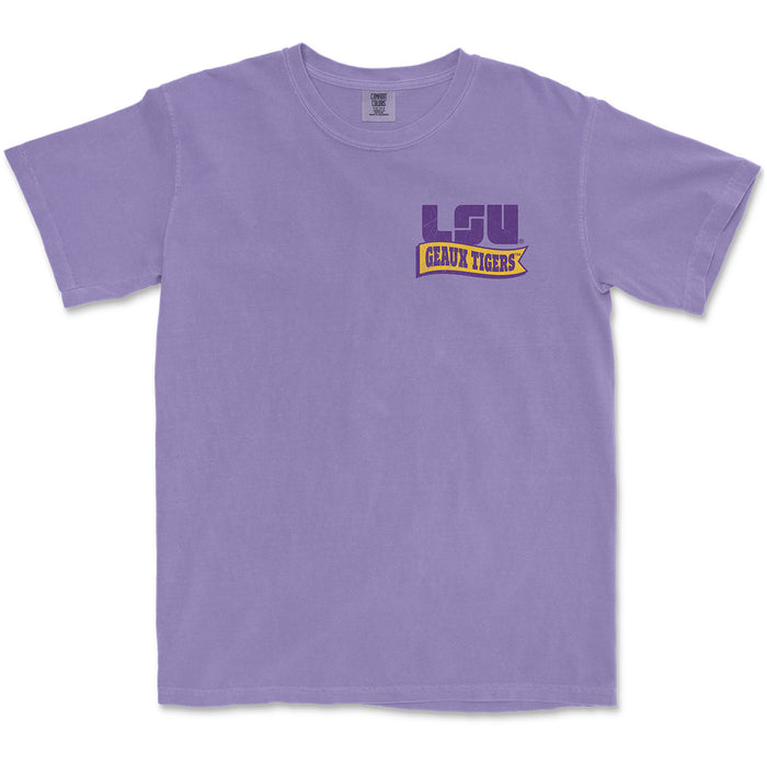 LSU Tigers Vault Poster Mascot Garment Dyed T-Shirt - Violet