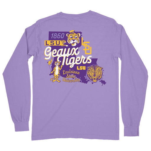 LSU Tigers Vintage State Garment Dyed Long Sleeve - Violet