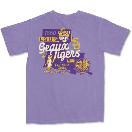 LSU Tigers Vintage State Garment Dyed T-Shirt - Violet