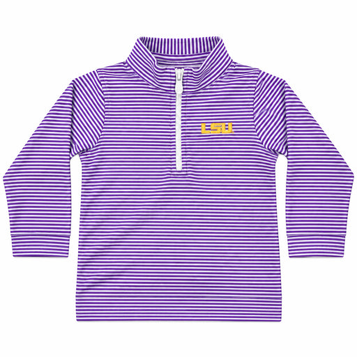 LSU Tigers Vive La Fete Ralph Stripe Youth Lightweight 1/4 Zip Pullover - Purple / White