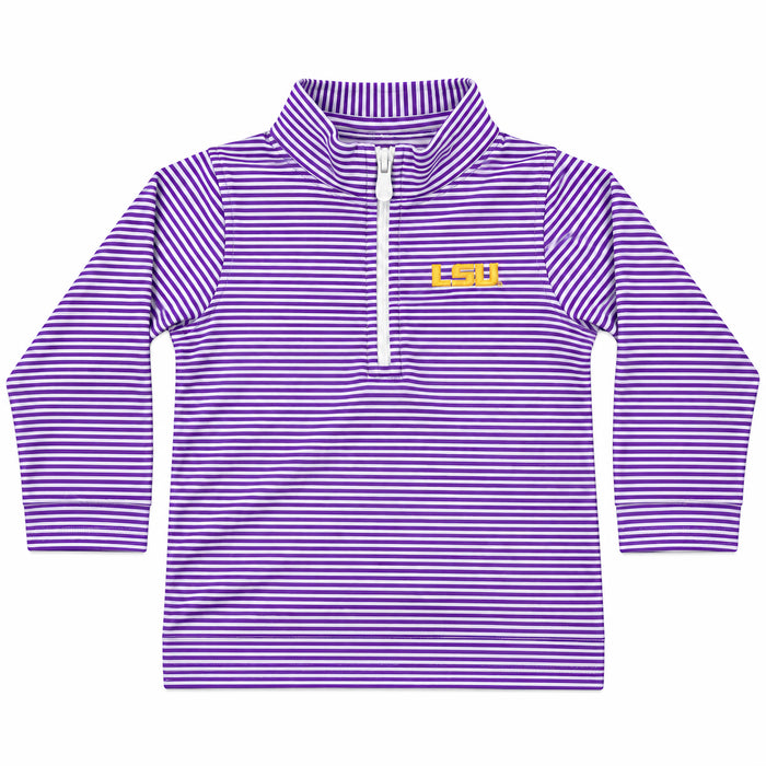 LSU Tigers Vive La Fete Ralph Stripe Youth Lightweight 1/4 Zip Pullover - Purple / White
