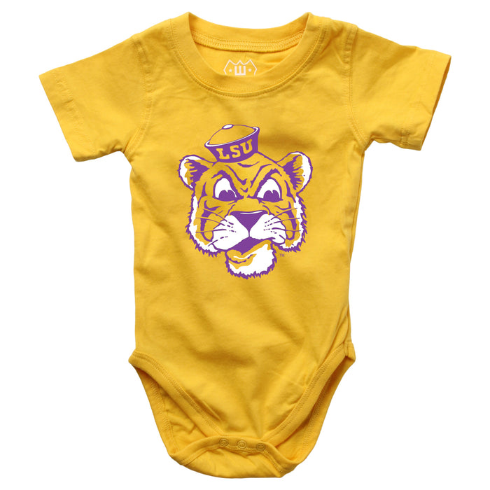 LSU Tigers Wes & Willy Beanie Mike Infant Bodysuite Onesie - Gold