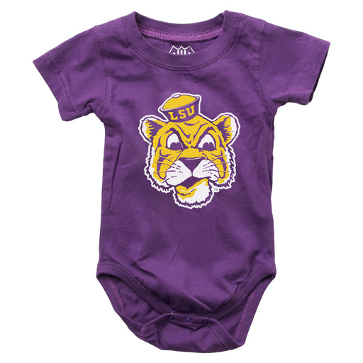 LSU Tigers Wes & Willy Beanie Mike Infant Bodysuite Onesie - Grape