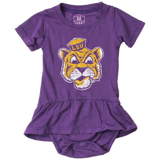LSU Tigers Wes & Willy Beanie Mike Infant Ruffle Onesie - Purple