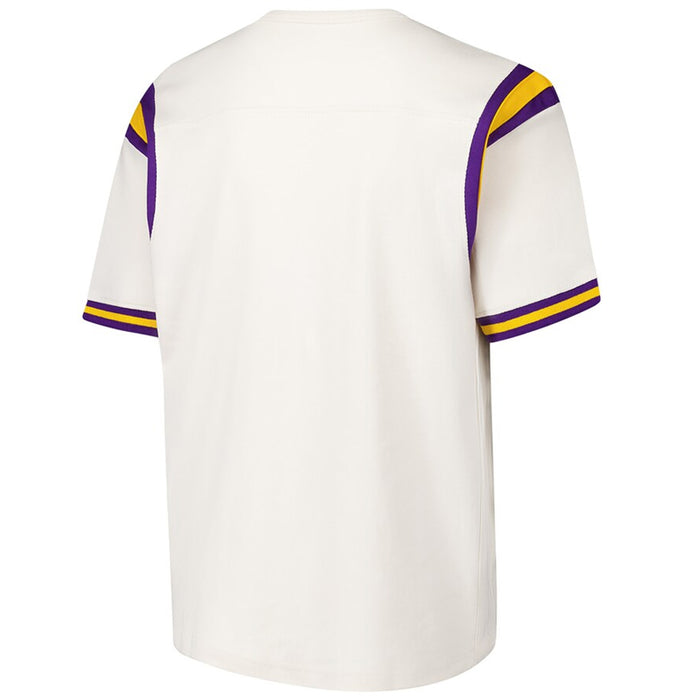 LSU Tigers Wes & Willy Round Vault Arch Colorblock Yoke Applique Stripe T-Shirt - Natural