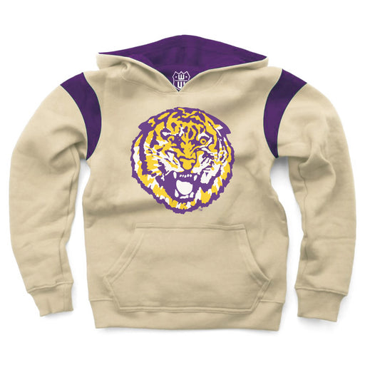 LSU Tigers Wes & Willy Round Vault Armhole Insert Kids Pullover Hoodie - Stone / Purple