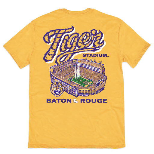 LSU Tigers Where I'm From Football Stadium Script Tri-Blend T-Shirt - Gold