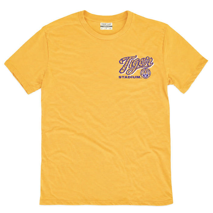 LSU Tigers Where I'm From Football Stadium Script Tri-Blend T-Shirt - Gold