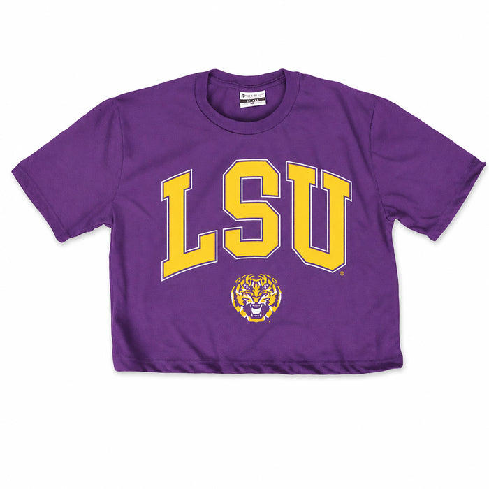 LSU Tigers Where I'm From LSU Arch Tri-Blend Crop T-Shirt - Purple