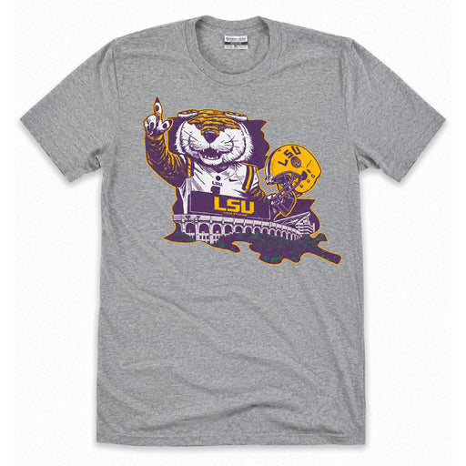 LSU Tigers Where I'm From Mascot Louisiana State Tri-Blend T-Shirt - Heather Grey