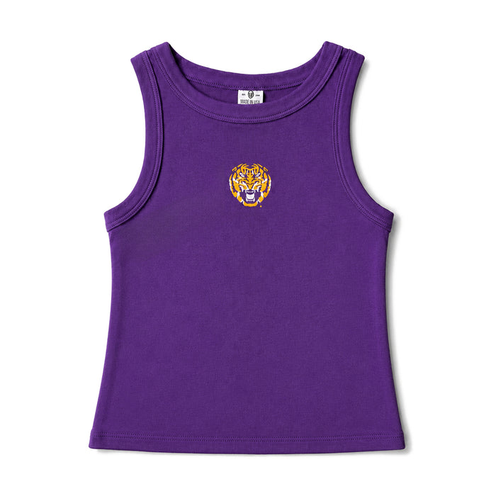 LSU Tigers Where I'm From Tiger Head Women's High Neck Ribbed Tank - Purple