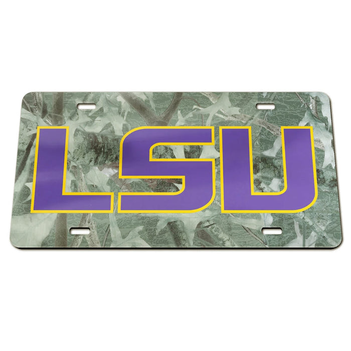 LSU Tigers Wincraft Laser-Cut Acrylic License Plate - Camo Pattern