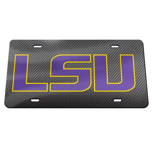 LSU Tigers Wincraft Laser-Cut Acrylic License Plate - Carbon Fiber Pattern