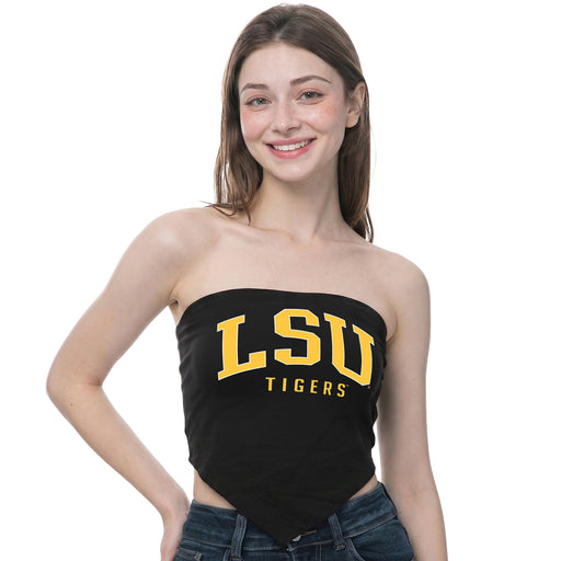 LSU Tigers ZooZatZ Arch Tigers Tie Back Bandeau Top - Black