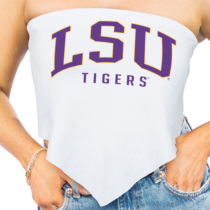 LSU Tigers ZooZatZ Arch Tigers Tie Back Bandeau Top - White