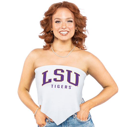 LSU Tigers ZooZatZ Arch Tigers Tie Back Bandeau Top - White
