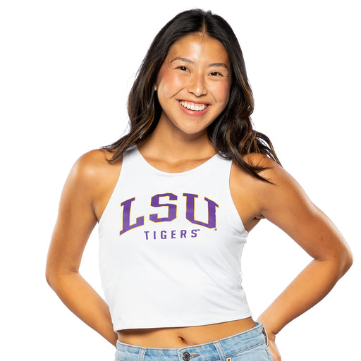 LSU Tigers ZooZatZ Arch Women's 1st Down Crop Tank - White