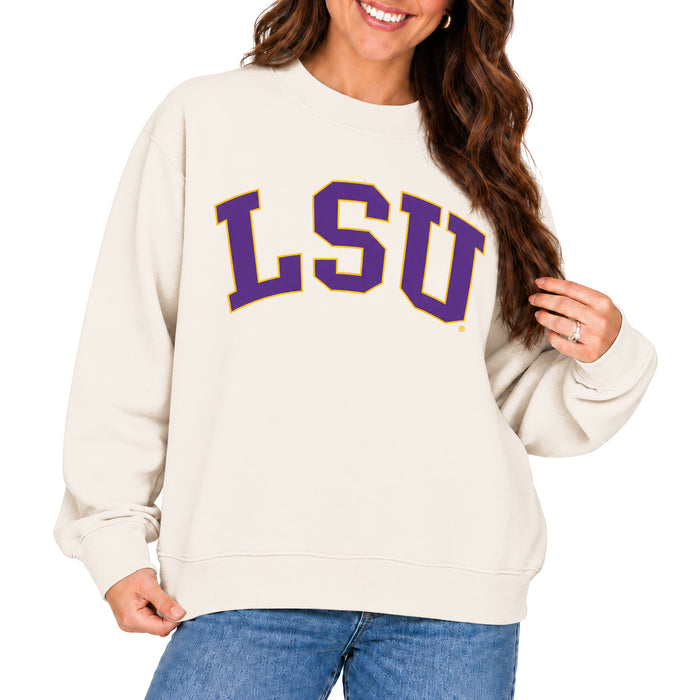 LSU Tigers ZooZatZ Arch Women's Crewneck Sweatshirt - Sandstone